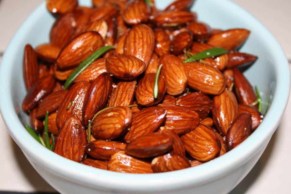 Almonds Slow Roasted in Organic Garlic Olive Oil with Fresh Rosmary