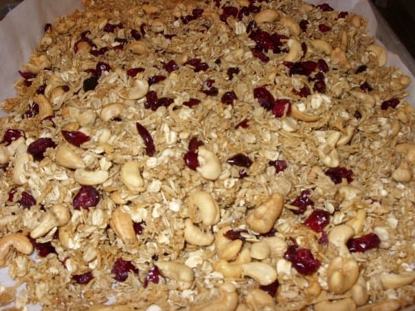 Cranberry, Coconut, and Cashew Granola with Persian Lime Extra Virgin Olive Oil and Coconut White Balsamic Condimento Reduction