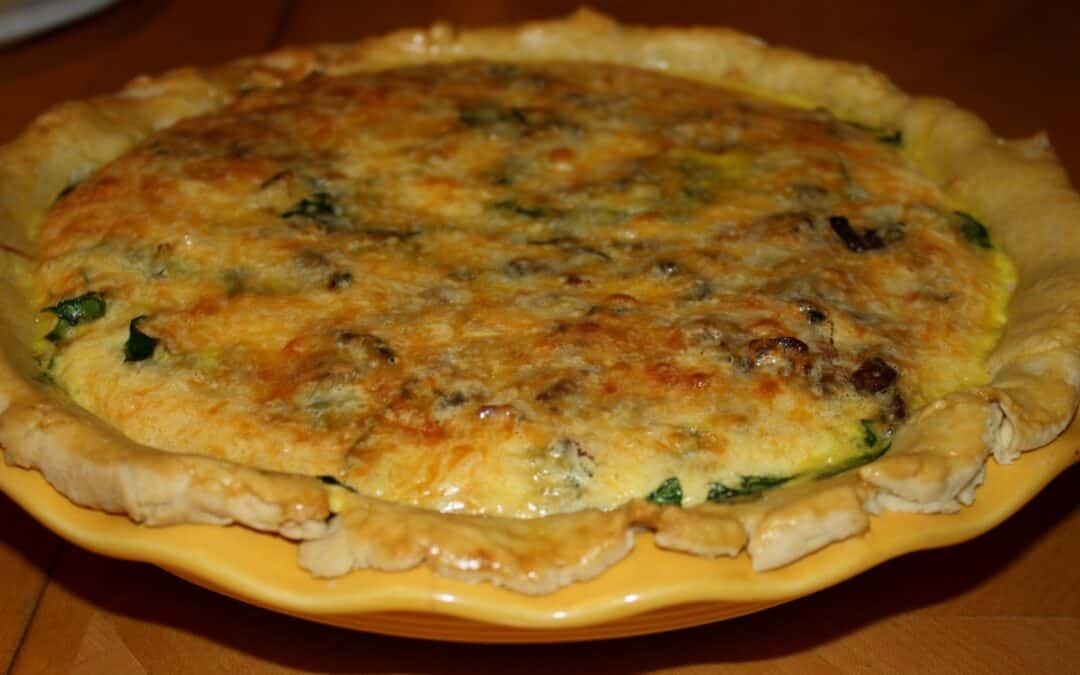 Bacon Cheddar Spinach Quiche with EVOO Crust