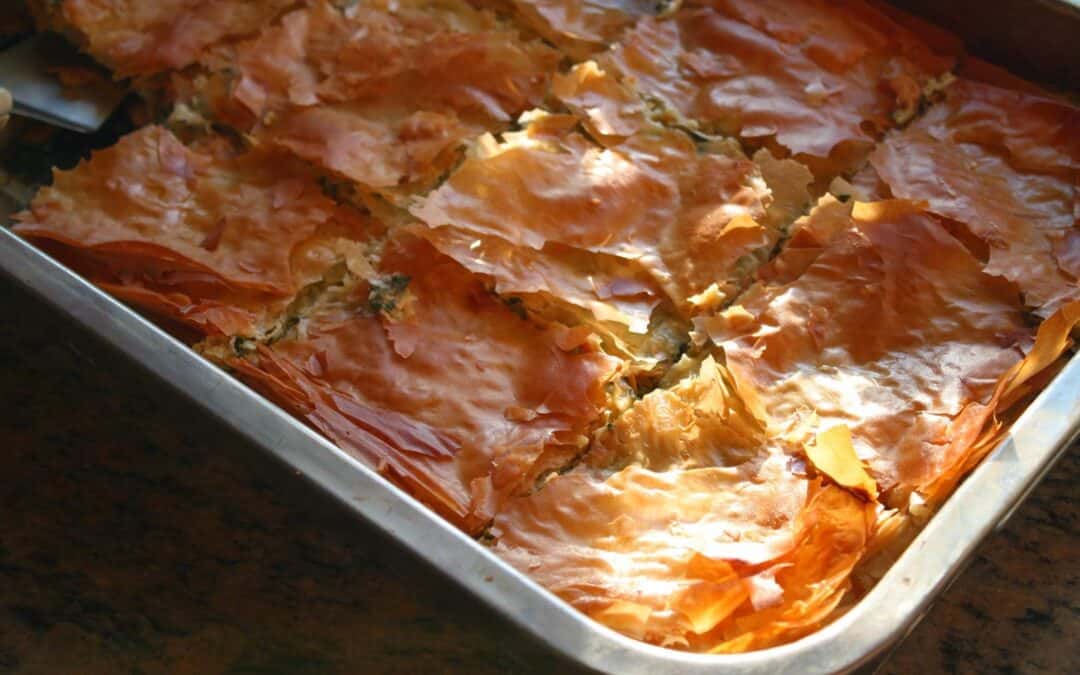 Fall Garden Greens Spanakopita with Garlic Olive Oil