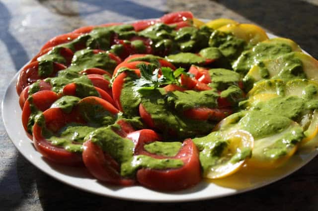 Heirloom Tomatoes with Spicy Cilantro-FS17 Pesto